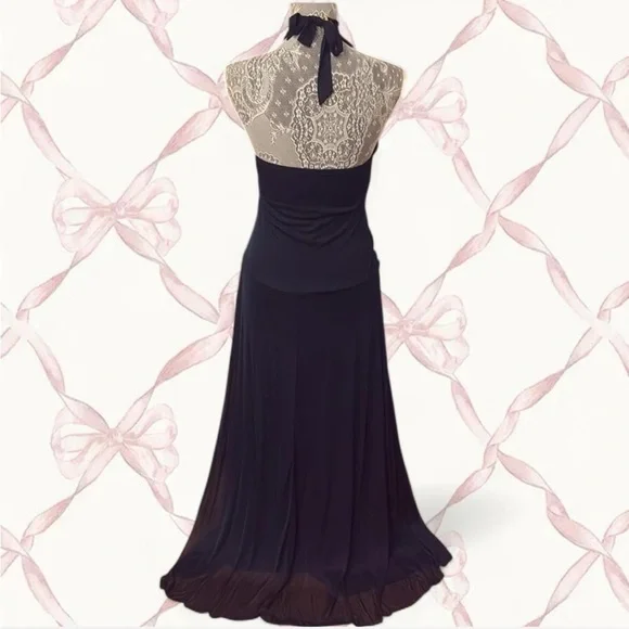 Trixxi Black Halter Dress with Gold Detailing - Picture 3 of 4